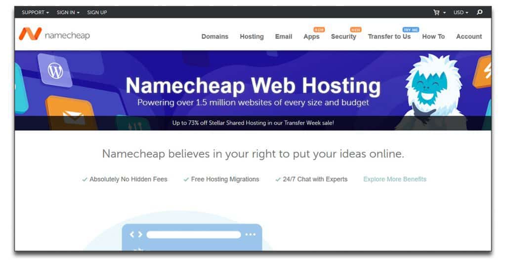 namecheap web site hosting services