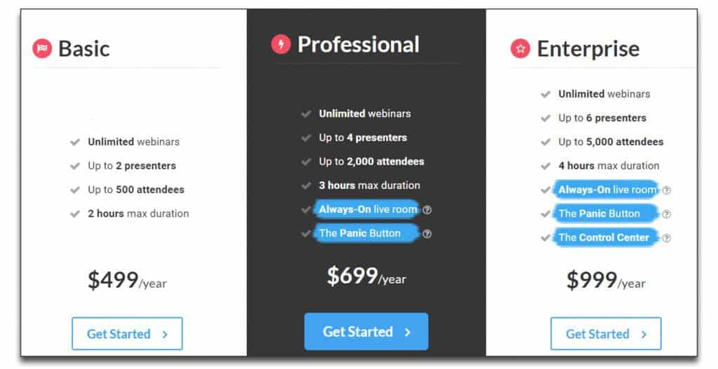 webinar jam pricing