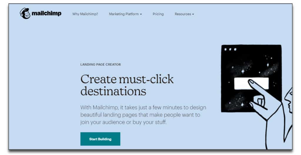 mailchimp landing page builder