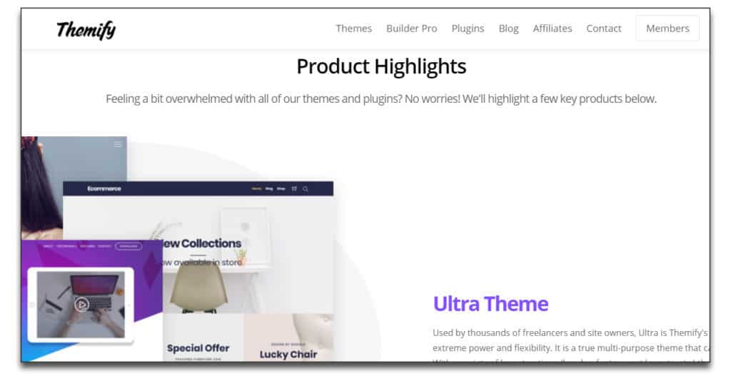 themify landing page builder