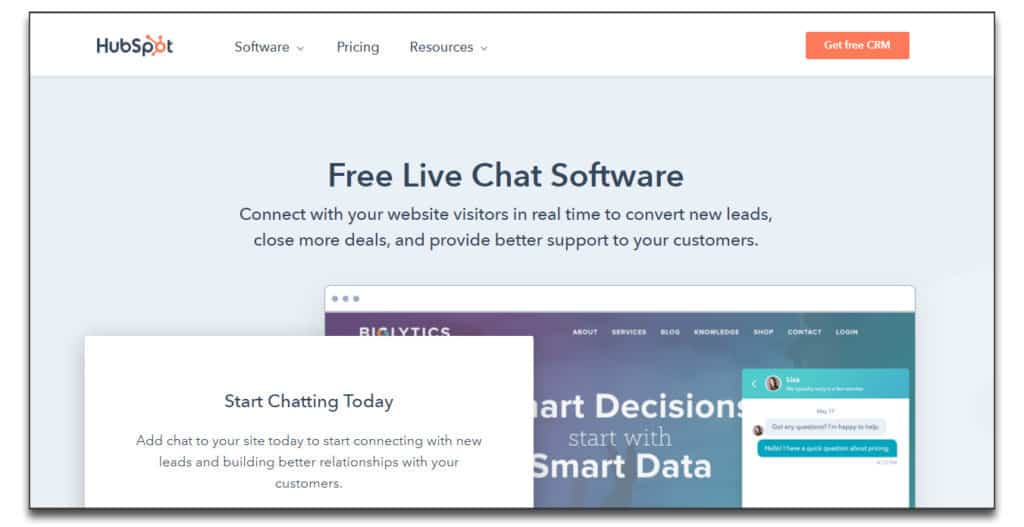 hubspot live chat software