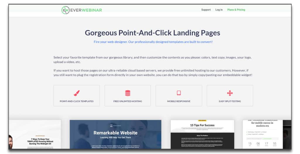 everwebinar landing pages