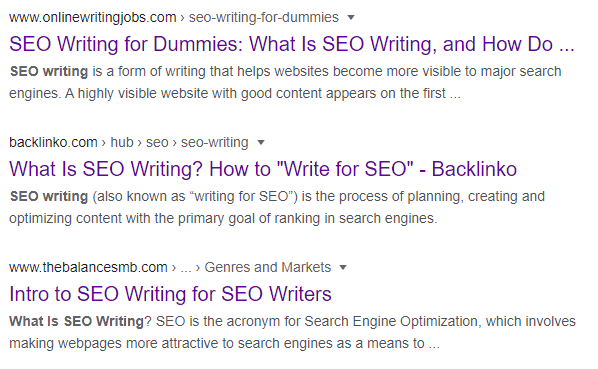 seo writing top results