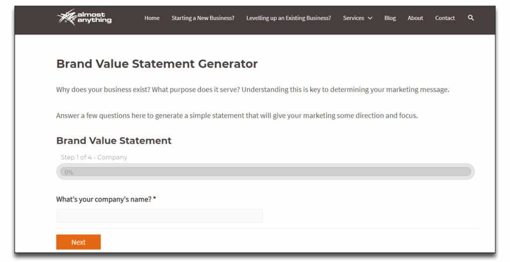 almost anything mission statement generator