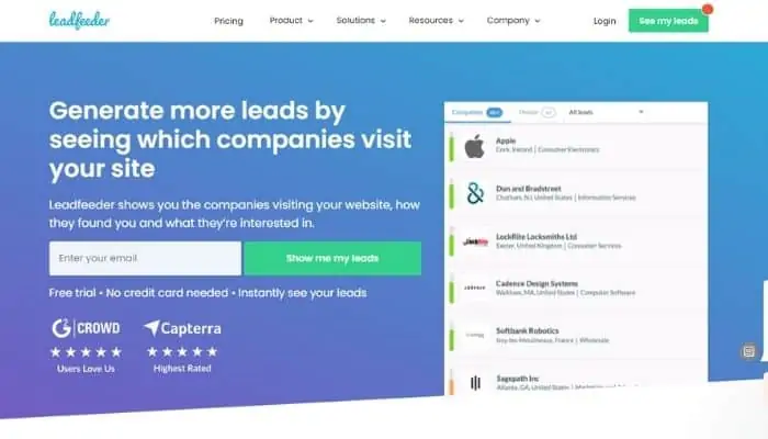 leadfeeder review lead generation software